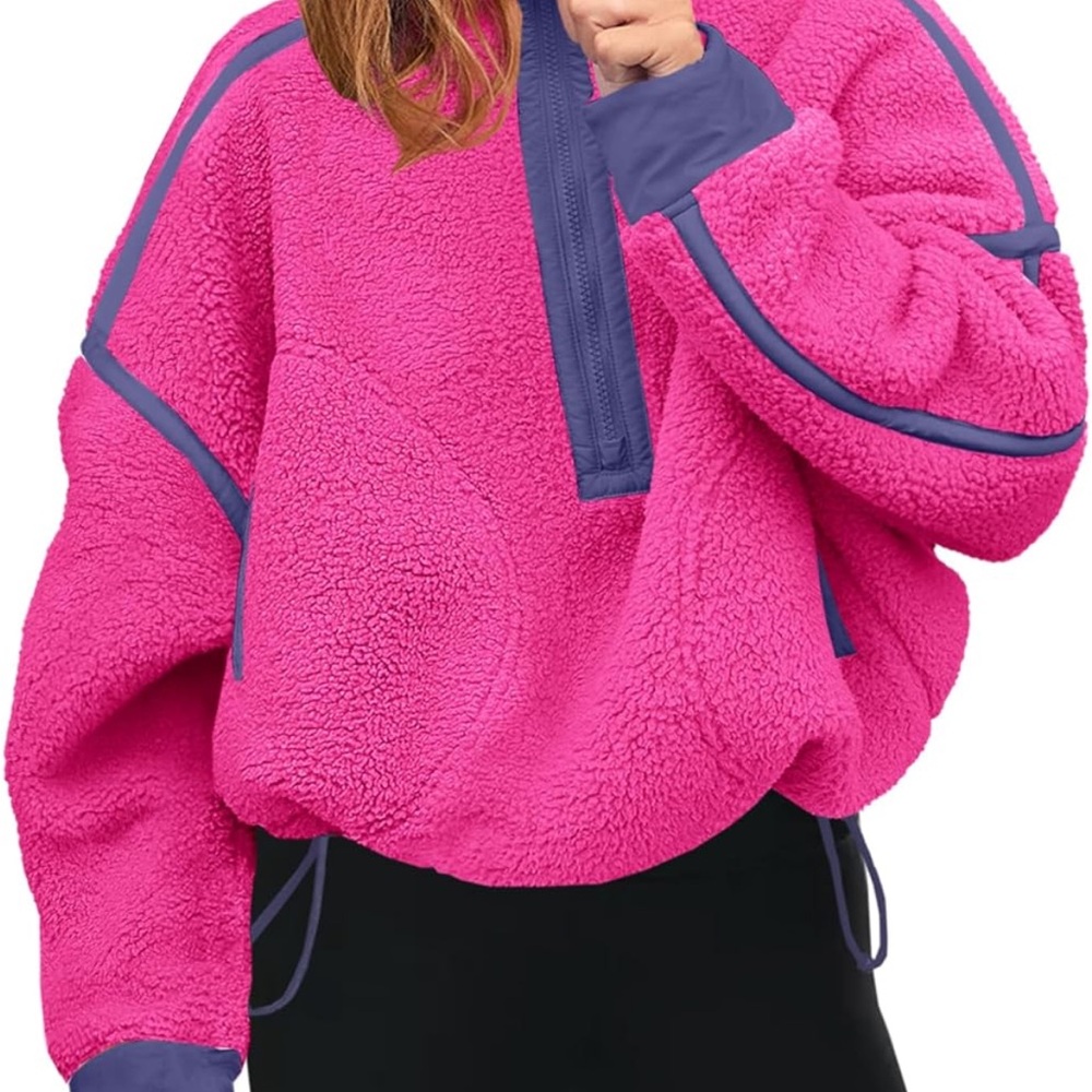 Women’s Fleece Pullover Jacket - Bright Pink